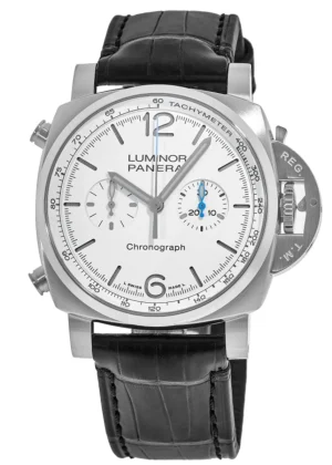 Luminor Chrono White Dial Leather Strap Men's Watch PAM01218