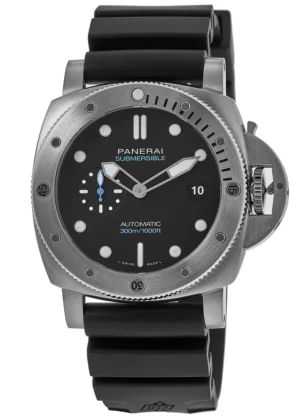 Submersible QuarantaQuattro Automatic Black Dial Rubber Strap Men's Watch PAM01229