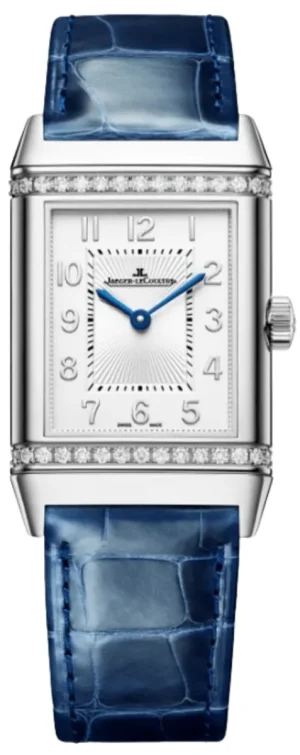 Reverso Classic Duetto Automatic Grey Dial Diamond Blue Leather Strap Women's Watch Q2578480
