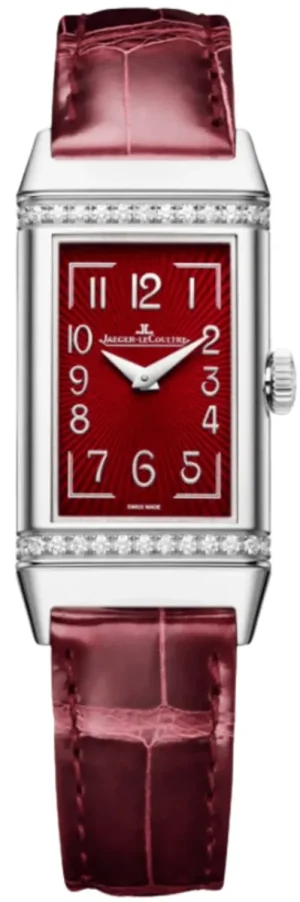 Reverso One Quartz Burgundy Dial Diamond Red Leather Strap Women's Watch Q3288560