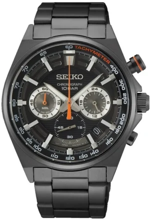 Chronograph Quartz Black Dial Black Steel Men's Watch SSB399P1