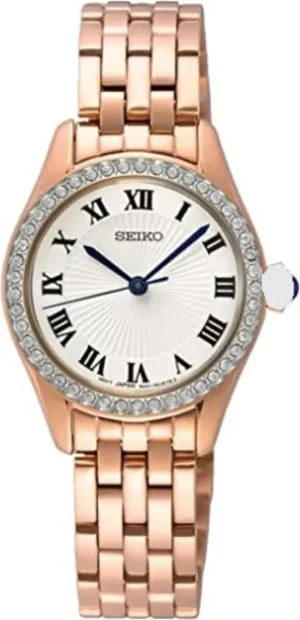 Analogue Silver Dial Rose Gold Steel Women's Watch SUR338P1