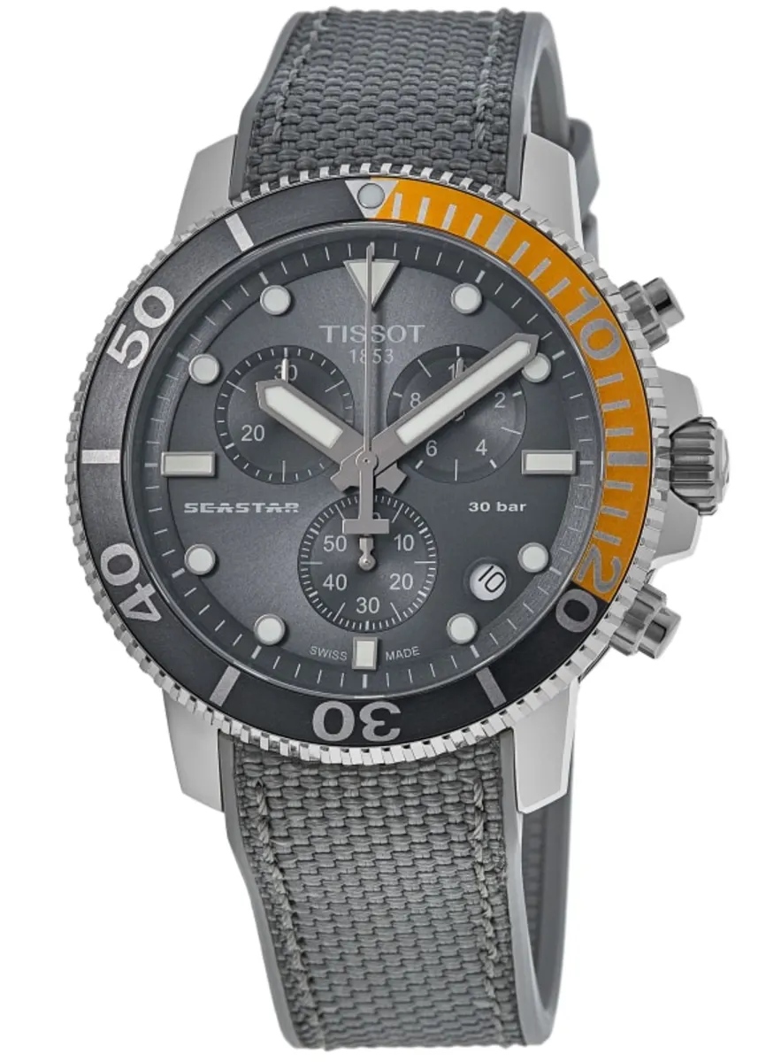 Seastar 1000 Chronograph Grey Dial Fabric Strap Men's Watch T120.417.17.081.01