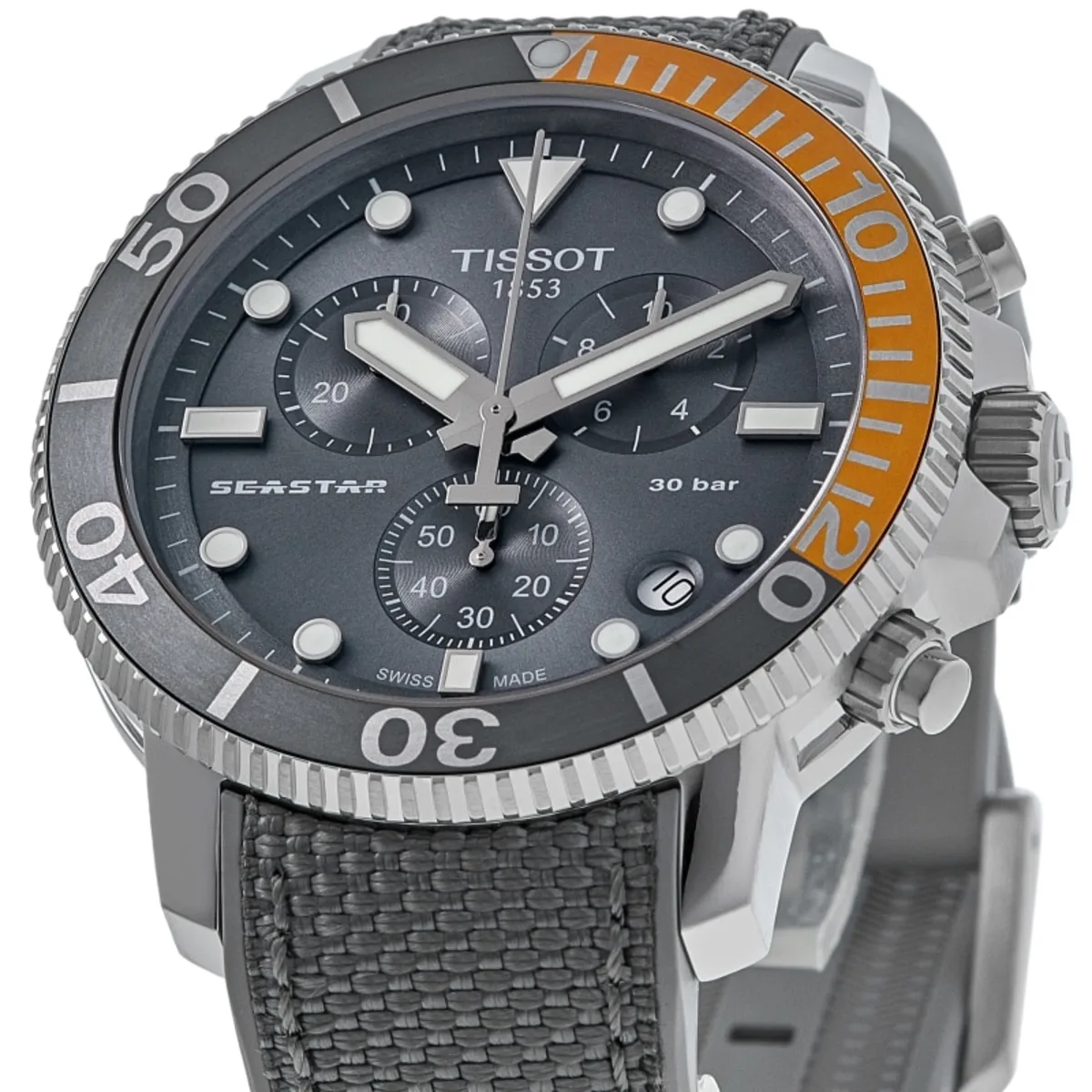 Seastar 1000 Chronograph Grey Dial Fabric Strap Men's Watch T120.417.17.081.01 - Image 2