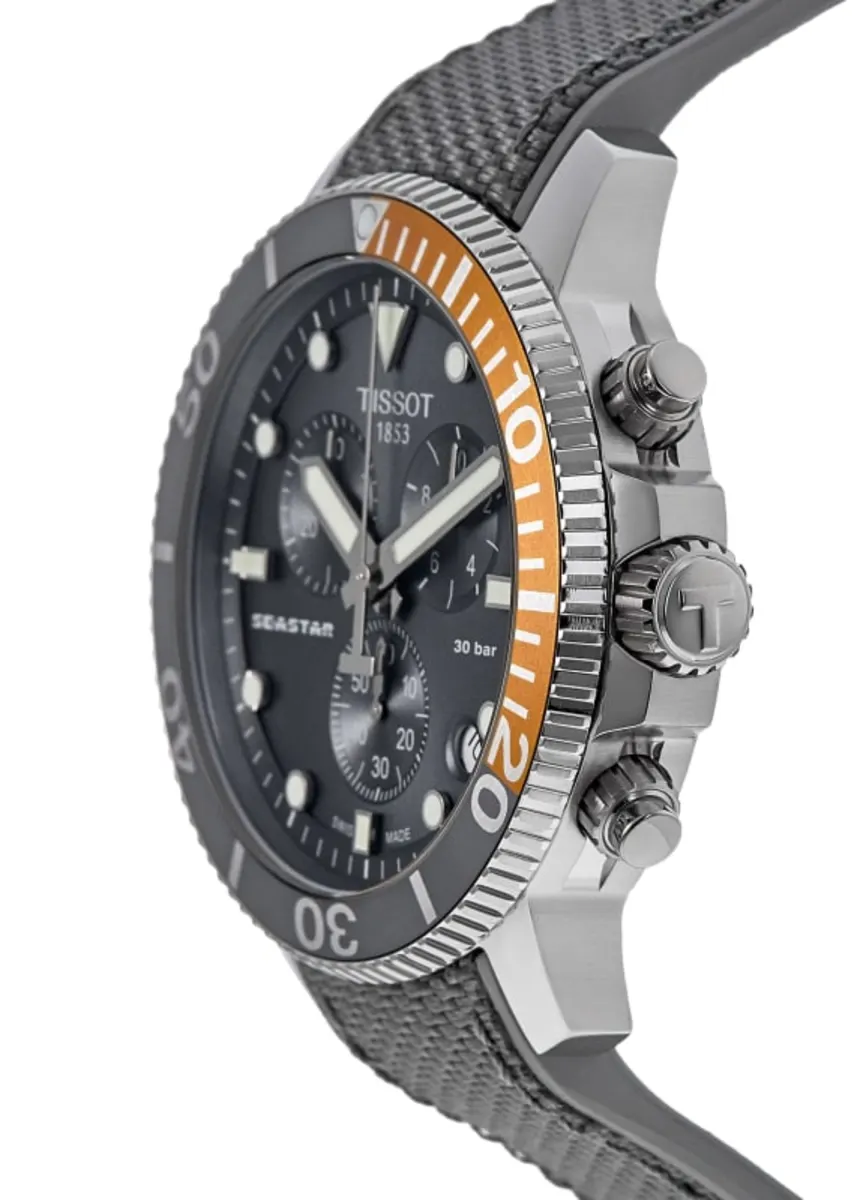 Seastar 1000 Chronograph Grey Dial Fabric Strap Men's Watch T120.417.17.081.01 - Image 3
