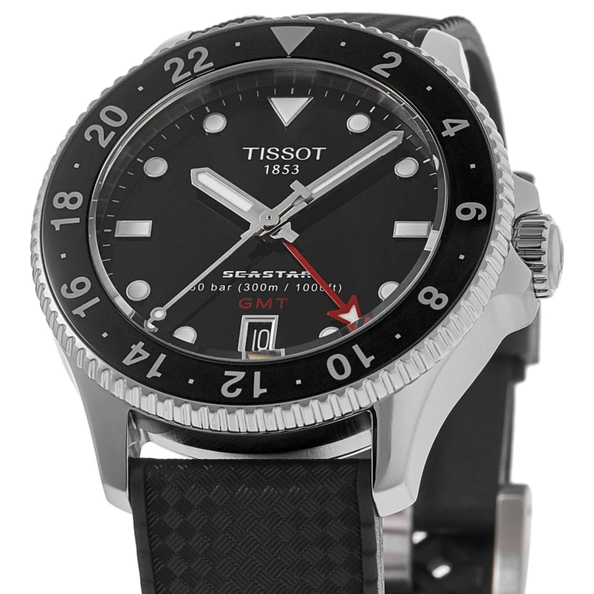 Seastar 1000 Quartz GMT Black Dial Rubber Strap Men's Watch T120.852.17.051.00 - Image 2