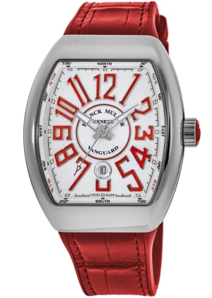 Vanguard White Dial Red Strap Men's Watch V 45 SC DT AC RG