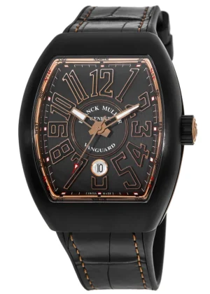 Vanguard Classical Titanium & Gold Leather Strap Men's Watch V 45 SC DT TT NR BR (5N)