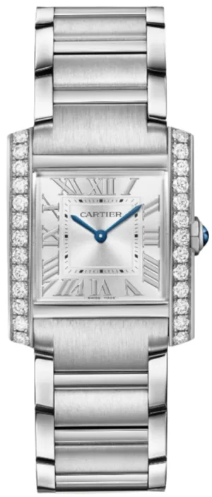 Tank Francaise Medium Quartz Silver Dial Diamond Steel Women's Watch W4TA0021