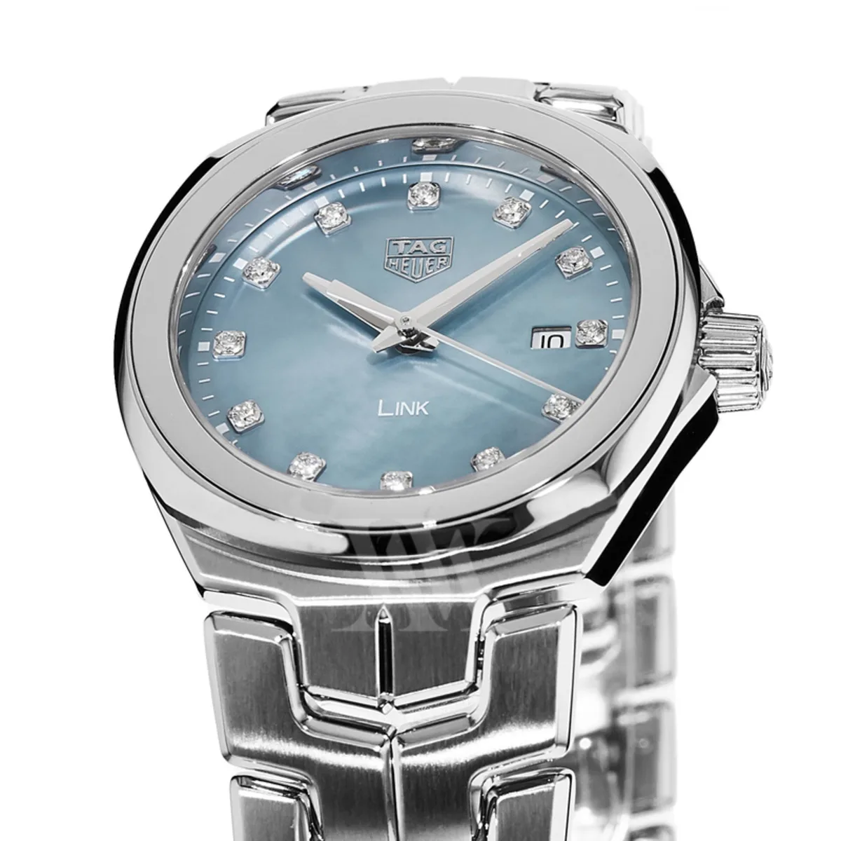 Link Quartz 32mm Blue Mother of Pearl Diamond Dial Steel Women's Watch WBC1313.BA0600 - Image 2