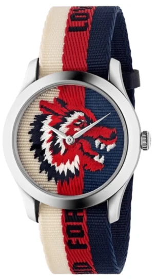 G-Timeless Wolf Motif Dial Multicolor Nylon Strap Unisex Watch YA1264059