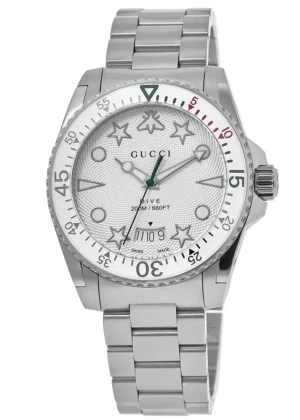 Dive 40mm Silver & White Steel Men's Watch YA136336