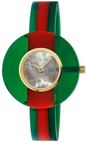 Vintage Web Mother of Pearl Dial Green and Red Resin Women's Watch YA143403