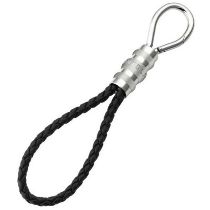 Montblanc Woven Black Leather Stainless Steel Keychain 105911
