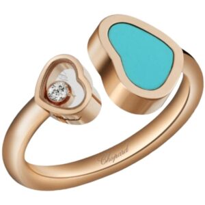 Happy Hearts 18K Rose Gold, Diamond and Turquoise Stone Women's Ring 829482-5400