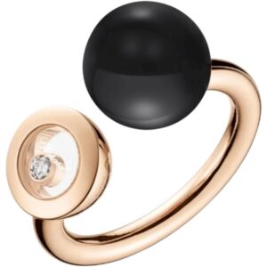 Happy Diamonds Planet 18K Rose Gold, Diamond and Onyx Women's Ring 82A619-5200