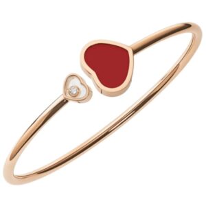 Happy Hearts 18K Rose Gold, Diamond and Carnelian Bangle Women's Bracelet 857482-5820
