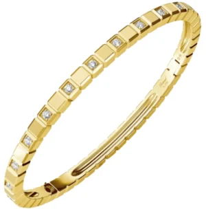 Ice Cube 18K Yellow Gold and Half-Set Diamond Bangle Women's Bracelet 858350-0004