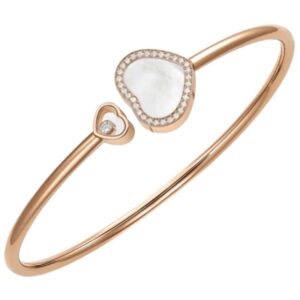 Happy Hearts 18K Rose Gold, Diamond and Mother of Pearl Bangle Women's Bracelet 85A074-5300