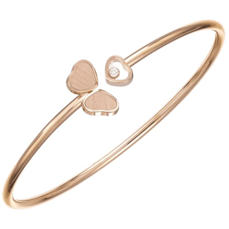 Happy Hearts 18K Rose Gold and Diamond Bangle Women's Bracelet 85A083-5700