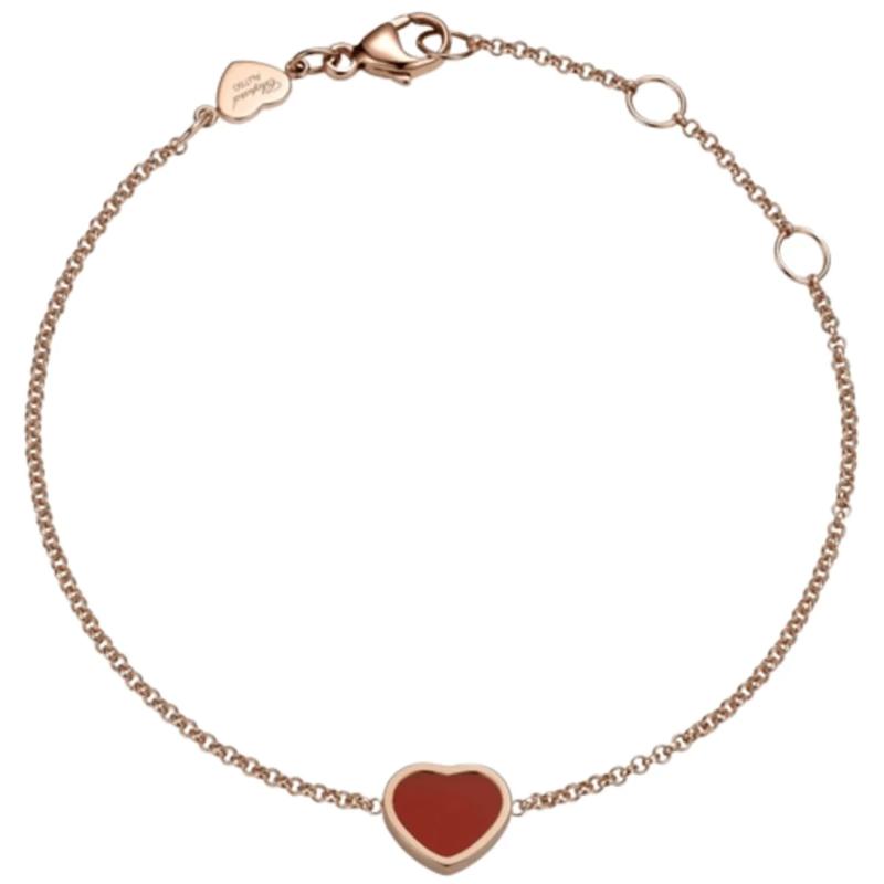 Happy Hearts 18K Rose Gold and Carnelian Women's Bracelet 85A086-5081