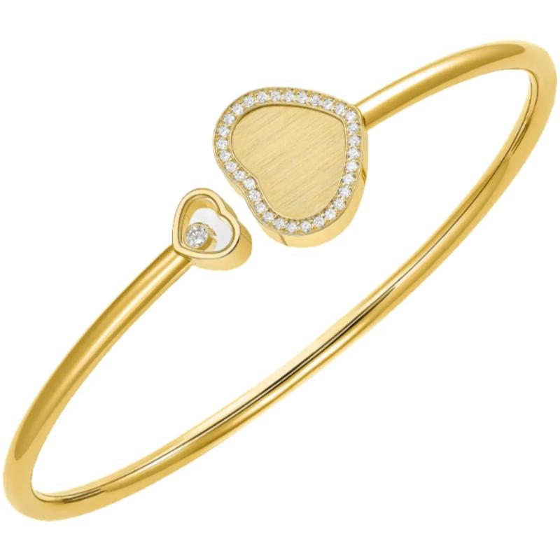 Happy Hearts Golden Hearts 18K Yellow Gold and Diamond Size M Women's Bracelet 85A107-0922