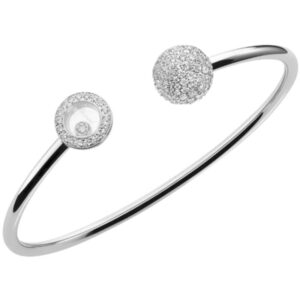 Happy Diamonds Planet 18K White Gold and Diamond Bangle Women's Bracelet 85A619-1900
