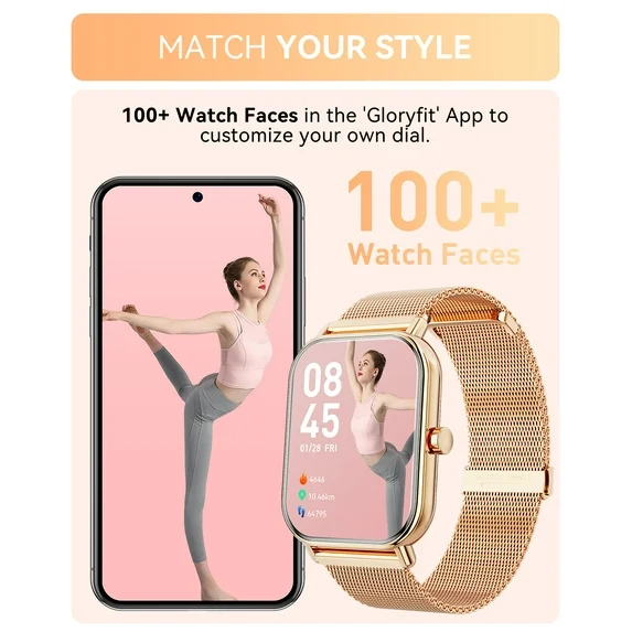 Mingdaln Smart Watch fits for Android and Iphone, IP68 Waterproof, Suitable for Women Men 100+Sports Modes 1.85 inch Fitness Tracker, with Answer/Make Calls/Message Reminder, (Two watch straps) - Image 7