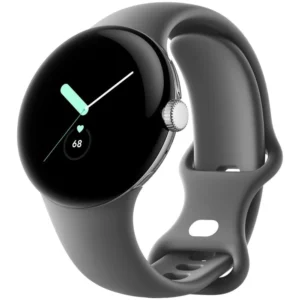 Google | Pixel Watch | Android Smartwatch with Fitbit Activity Tracking | Fitness and Sleep Tracker with Heart Rate Tracker | 41mm (Polished Silver case w/Charcoal Gray Active Band)