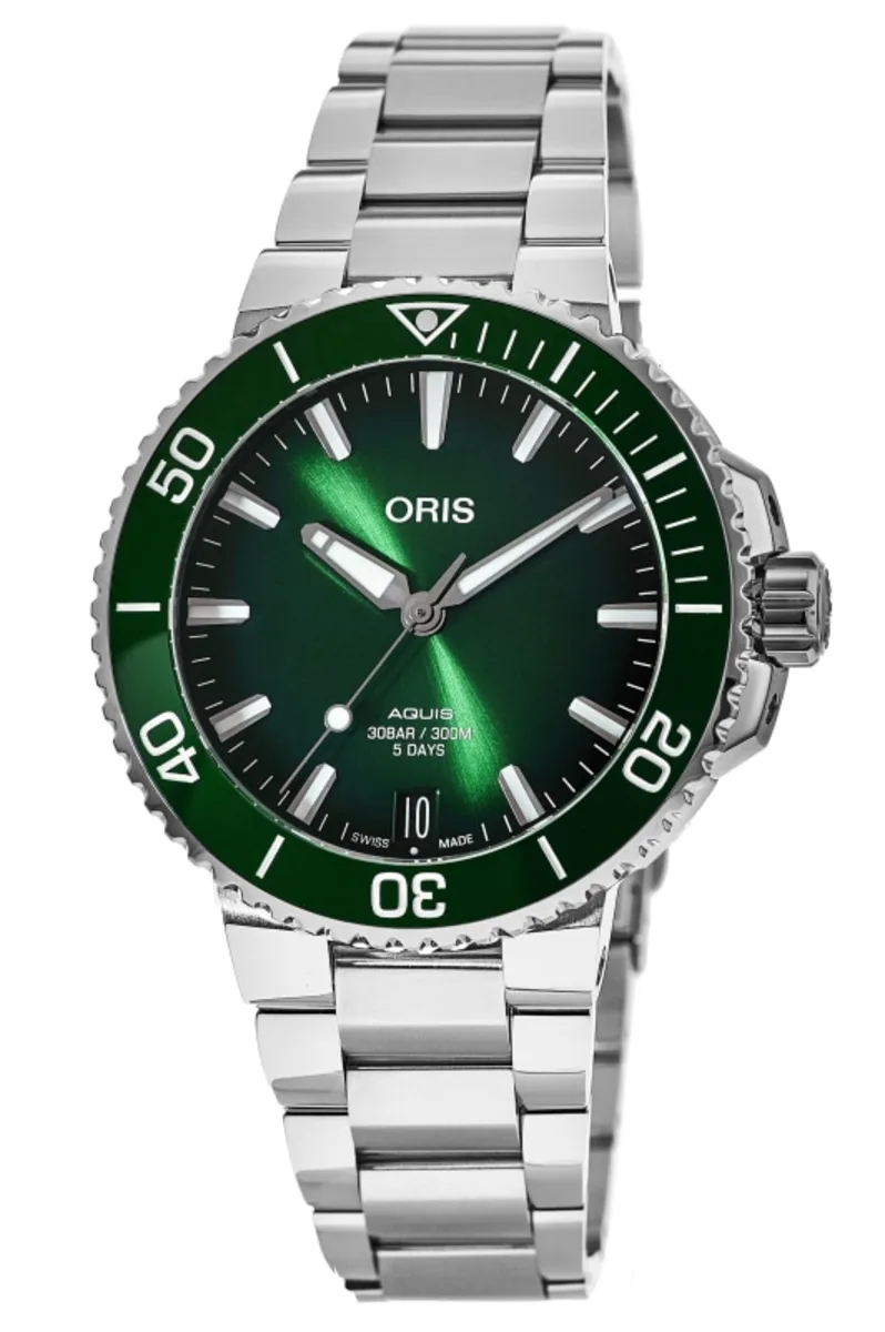 Aquis Date Calibre 400 Automatic Green Dial Steel Men's Watch 01 400 7769 4157-07 8 22 09PEB