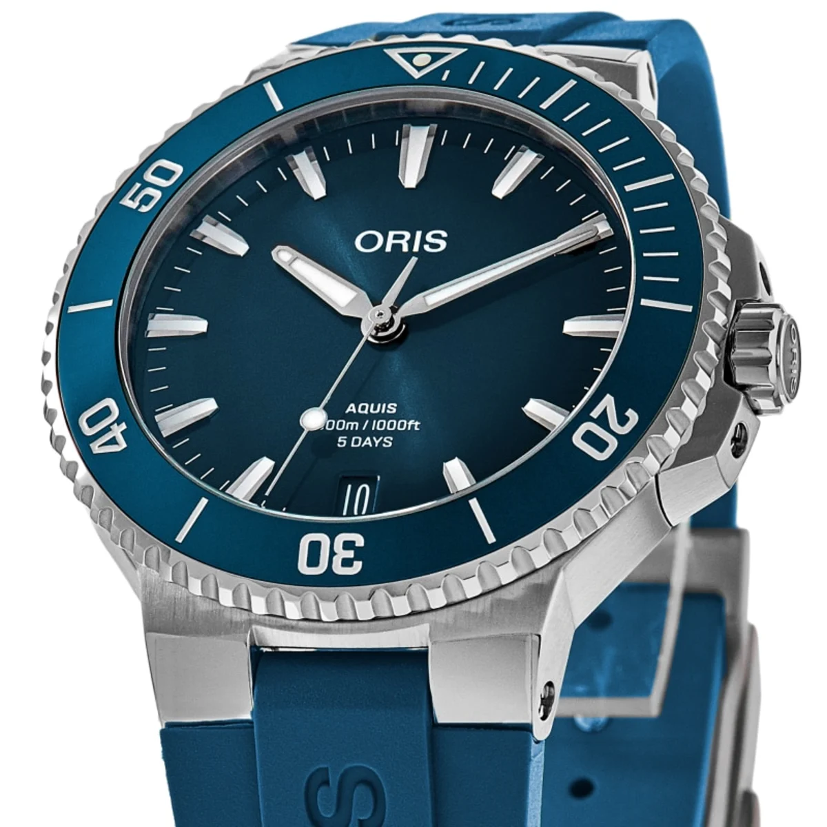 Aquis Date Calibre 400 Automatic Blue Dial Rubber Strap Men's Watch 01 400 7790 4135-07 4 23 45EB - Image 2