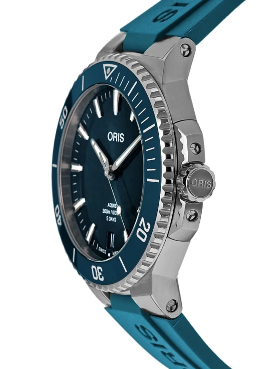 Aquis Date Calibre 400 Automatic Blue Dial Rubber Strap Men's Watch 01 400 7790 4135-07 4 23 45EB - Image 3