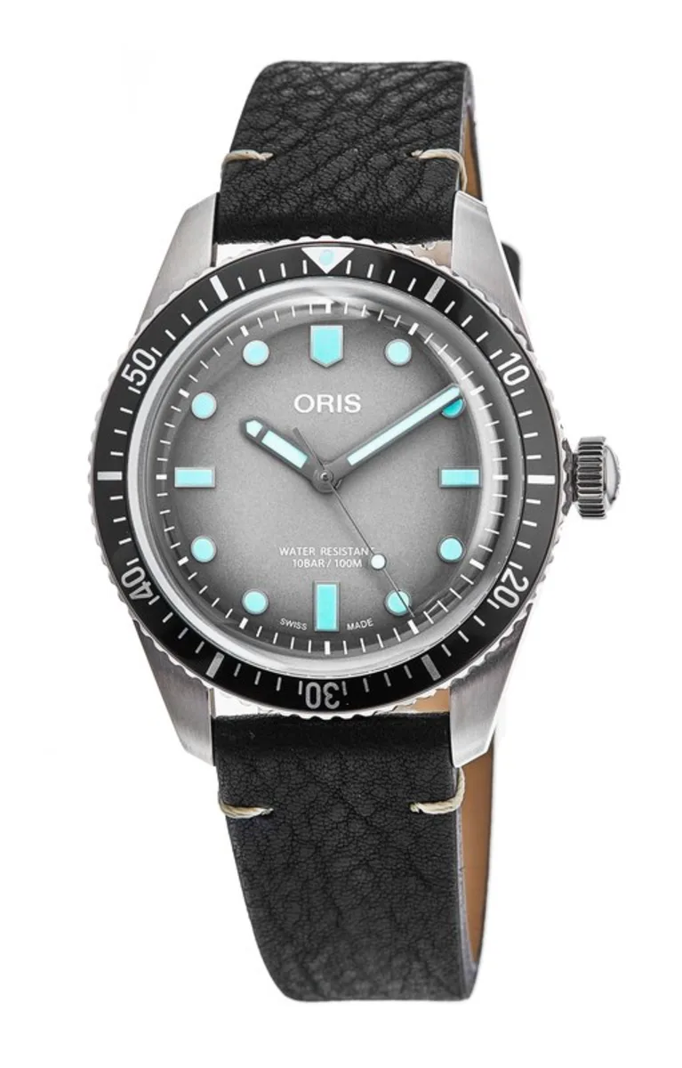 Divers Sixty-Five Automatic Grey Dial Leather Strap Men's Watch 01 733 7707 4053-07 5 20 89