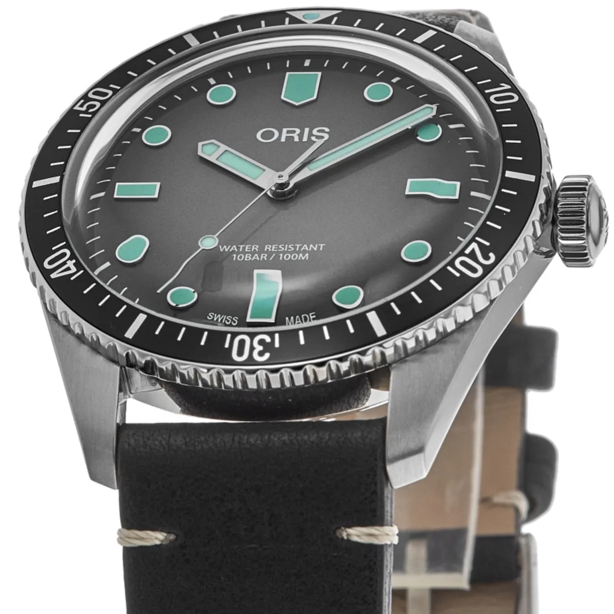 Divers Sixty-Five Automatic Grey Dial Leather Strap Men's Watch 01 733 7707 4053-07 5 20 89 - Image 2