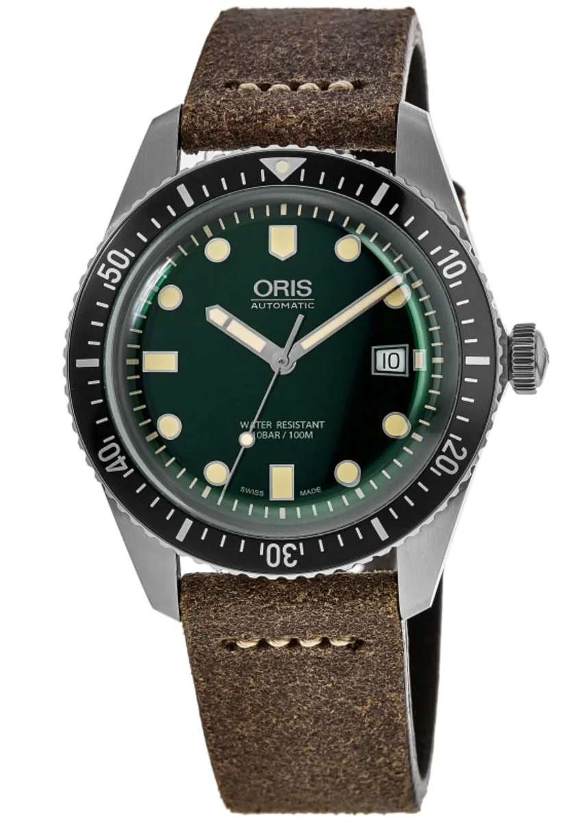 Divers Sixty-Five Automatic 42mm Green Dial Leather Strap Men's Watch 01 733 7720 4057-07 5 21 02