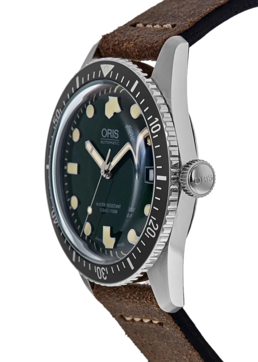 Divers Sixty-Five Automatic 42mm Green Dial Leather Strap Men's Watch 01 733 7720 4057-07 5 21 02 - Image 3