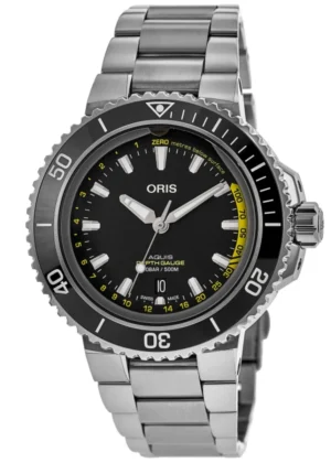 Aquis Depth Gauge Automatic Black Dial Steel Men's Watch 01 733 7755 4154-Set MB