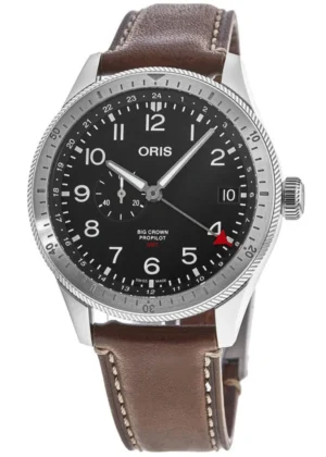 Big Crown ProPilot Timer GMT Automatic Black Dial Leather Strap Men's Watch 01 748 7756 4064-07 5 22 07LC