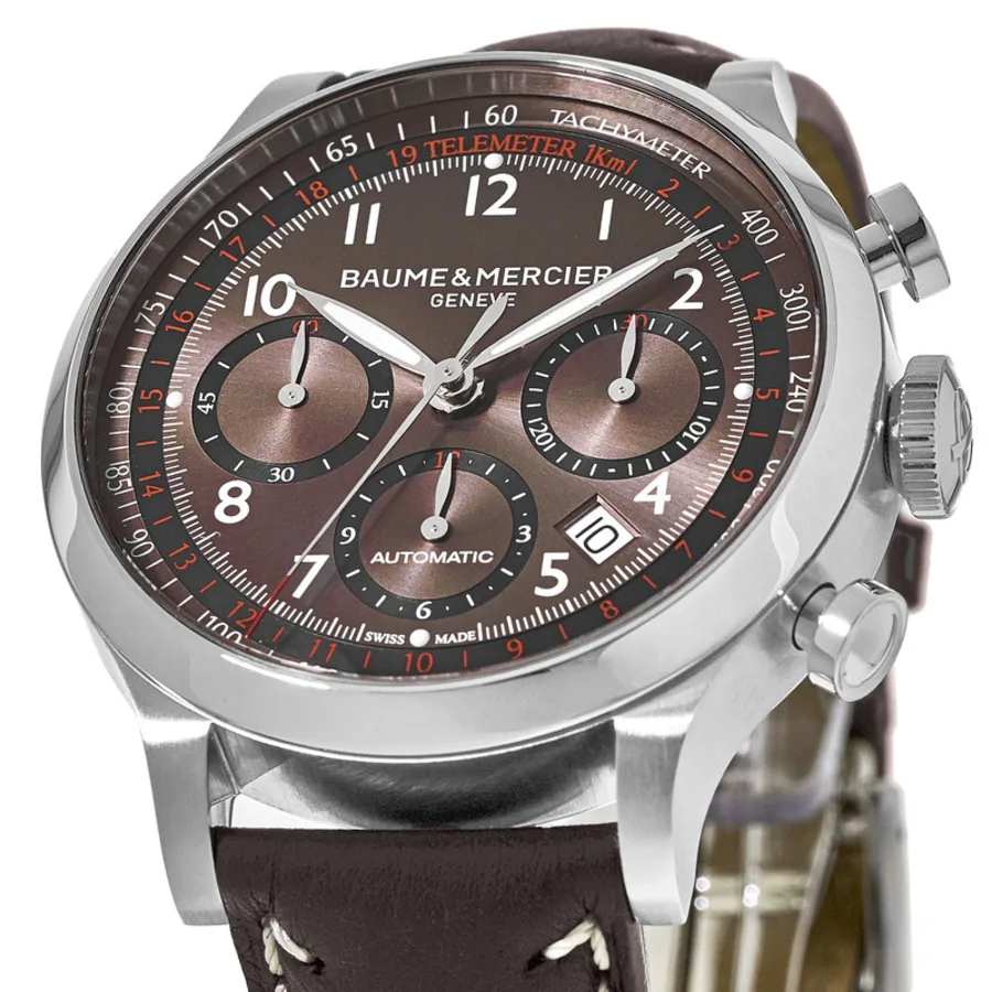Capeland Chronograph 42mm Automatic Grey Dial Leather Strap Men's Watch 10002 - Image 2