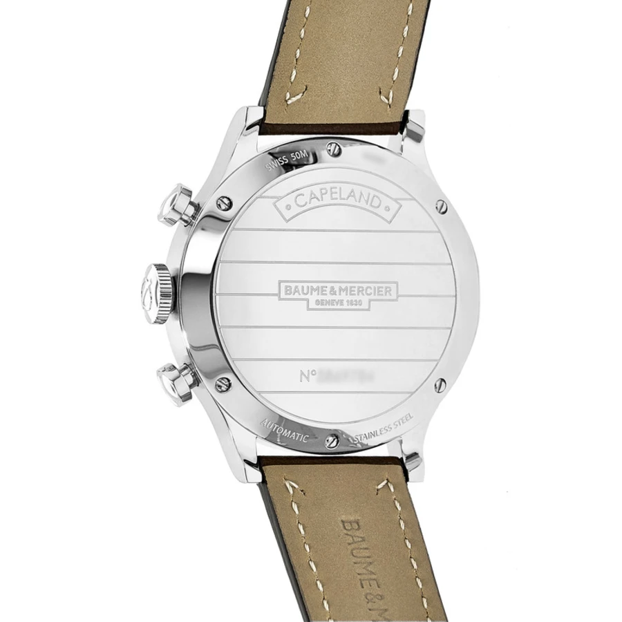 Capeland Chronograph 42mm Automatic Grey Dial Leather Strap Men's Watch 10002 - Image 3