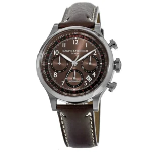 Capeland Chronograph 42mm Automatic Grey Dial Leather Strap Men's Watch 10002