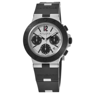 Bulgari Aluminum Chronograph Grey Dial Rubber Strap Men's Watch 103722