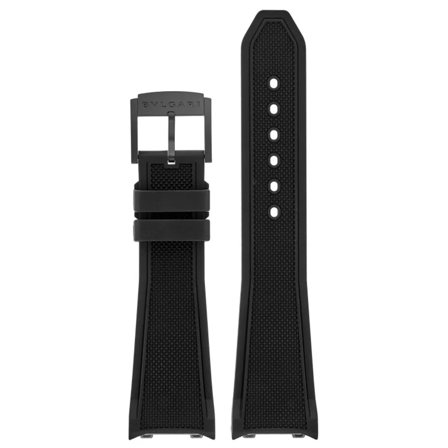 Octo Roma Black Chronograph Dial Leather & Rubber Strap Men's Watch 103932 - Image 2