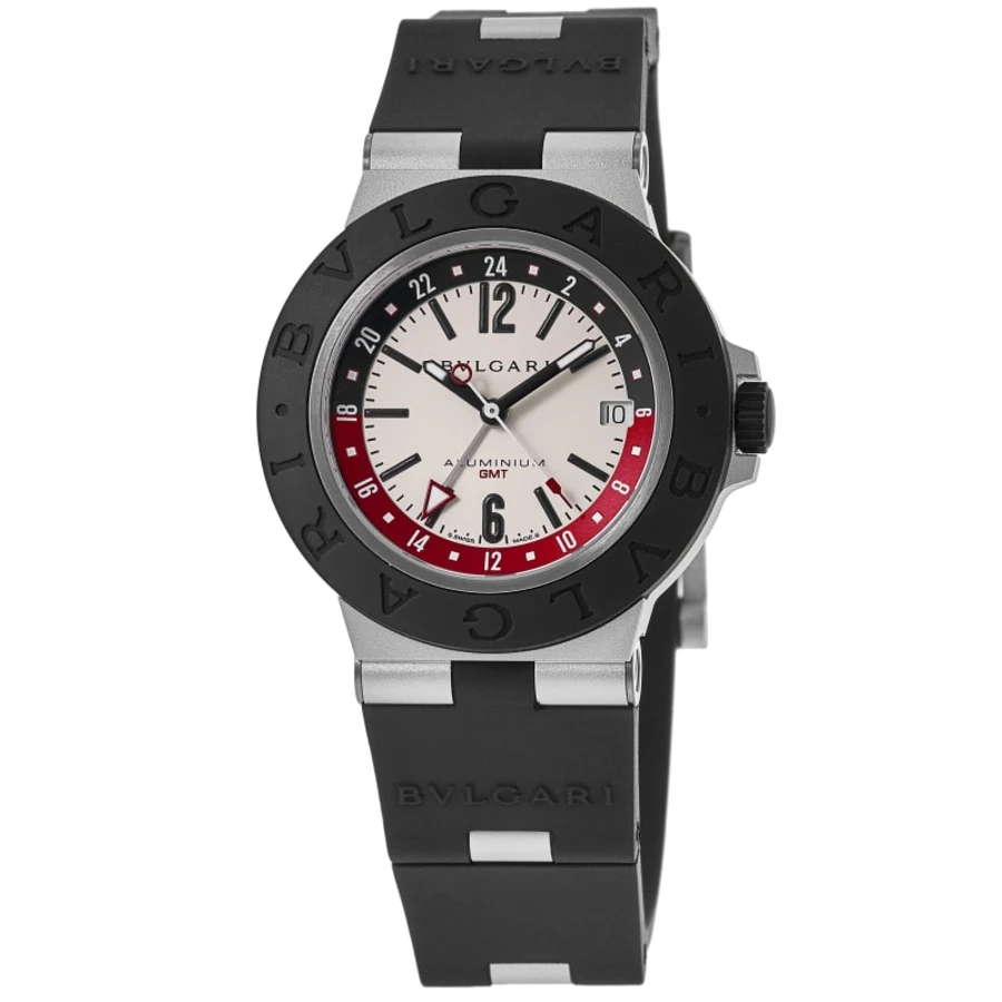 Bulgari Aluminum Automatic GMT White Dial Rubber Strap Men's Watch 103963