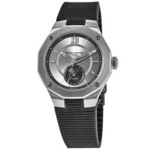 Riviera Moon Phase Silver Dial Rubber Strap Men's Watch 10681