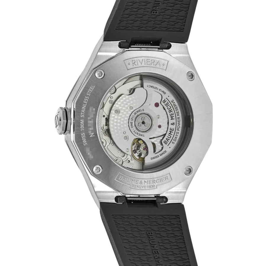 Riviera Moon Phase Silver Dial Rubber Strap Men's Watch 10681 - Image 4