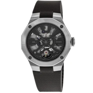 Riviera Black Skeleton Dial Rubber Strap Men's Watch 10721