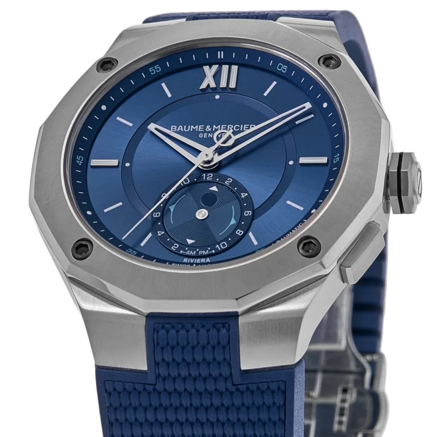 Riviera Tideograph Limited Edition Automatic Blue Dial Rubber Strap Men's Watch 10761 - Image 2