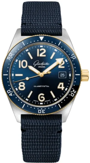 SeaQ Automatic 39.5mm Blue Dial Yellow Gold Bezel Fabric Strap Men's Watch 1-39-11-10-90-34