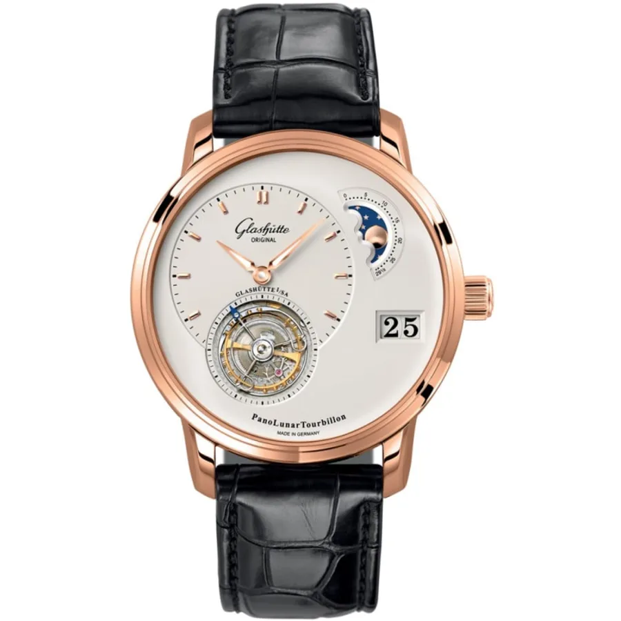 PanoLunarTourbillon Silver Dial Leather Strap Men's Watch 1-93-02-05-05-04